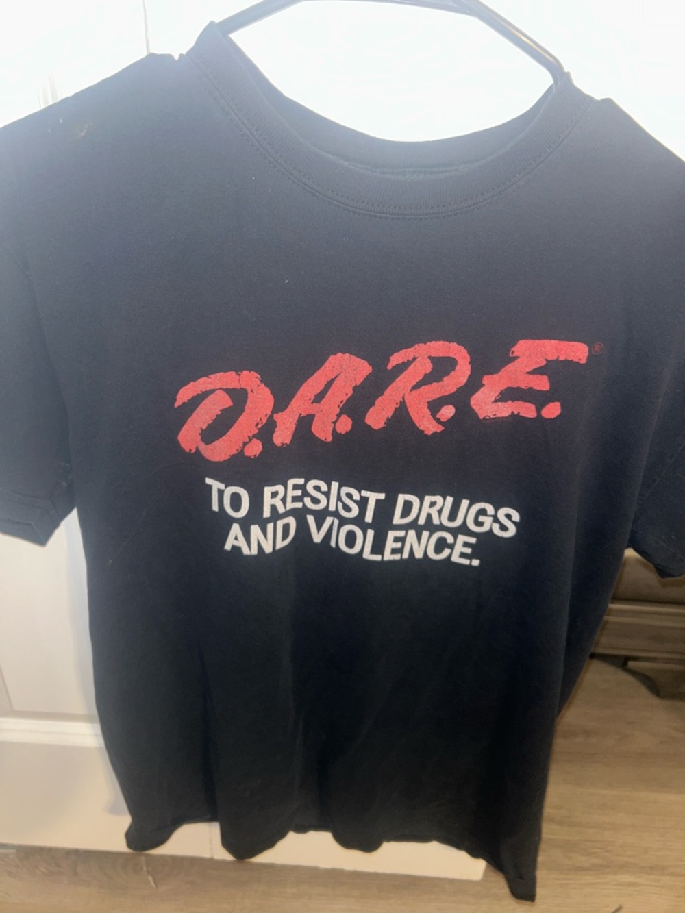 Black D.A.R.E. Graphic Tee with Red Logo